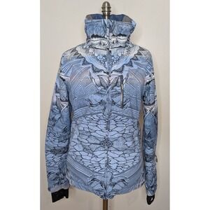 ROXY Ski Snowboard Dryflight 15K Tech Jacket Blue/Black Geo Print Insulated Sz S